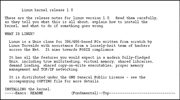 Linux dokumentační projekt Vaše obrazovka (nebo okno v systému X Window) by měla vypadat přibližně tak, jak je zobrazena na obrázku 8.1. Většina obrazovky obsahuje text vašeho souboru.