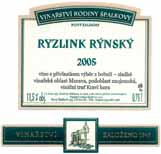 Evidenční číslo vína: 33 Ryzlink rýnský 2005 výběr z bobulí Znojemská Nový Šaldorf Kraví hora jílovito-hlinitá hnědozem 18. 10.