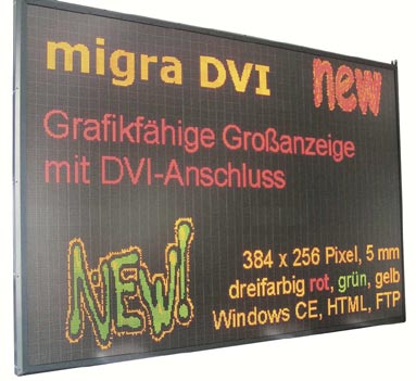 Grafický velký zobrazovač migra MC5 3 x 2 m Rozlišení: 384 x 256 bodů Velikost bodu: 5 mm