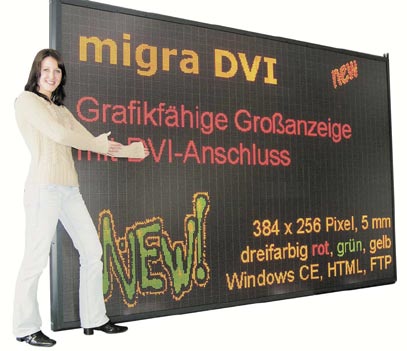 Grafický velký zobrazovač migra MC5 3 x 2 m Rozlišení: 384 x 256 bodů Velikost bodu: 5 mm