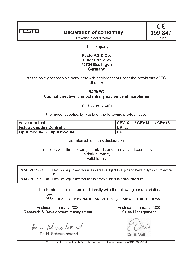 Pneumatka a ochrana před výbuchem směrnce 94/9/EG (ATEX) ATEX u Festo?