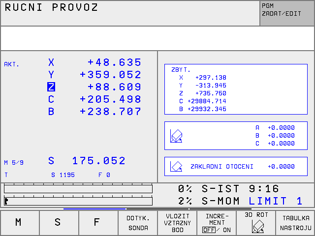 vlevo, stav vpravo Program vlevo, programovac grafika vpravo Základn údaje Program/provoz po bloku Program/provoz plynule Program