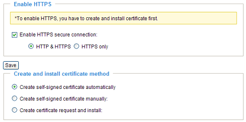 7.3 HTTPS SSL. Tato kapitola popisuje jak zabezpečit přenos dat z kamery pomocí šifrov{ní 7.3.1 Enable HTTPS (Povolit HTTPS) Zaškrtněte položku pro zapnutí HTTPS komunikace a zvolte požadovanou možnost: HTTP & HTTPS nebo HTTPS only (jen HTTPS).