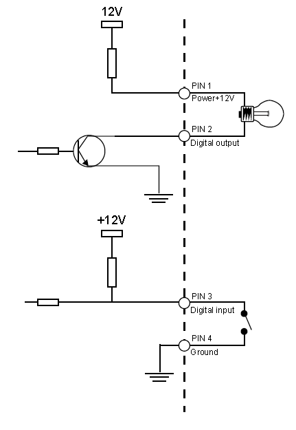 Popis zapojení: 1: Nap{jení 2: Digit{lní výstup 3: Digit{lní vstup 4: Společn{ zem Pin N{zev Popis 1 Vstup nap{jení