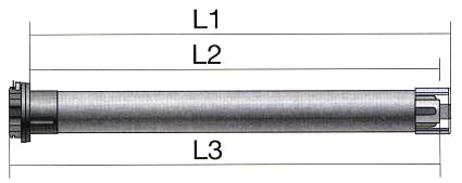 Hřídel a unašeč vzájemně ve čtyřech bodech snýtovat nebo sešroubovat ve vzdálenosti L2 od strany pohonu (viz obrázek a tabulky na následující straně): Samořezné šrouby: 4 ks.