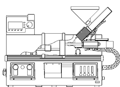 - Plně hydraulický vstřikovací lis s proporcionálním řízením.