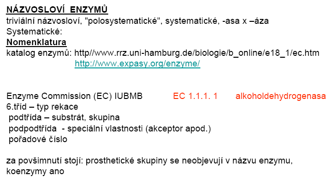 Názvosloví enzymů triviální (pepsin, trypsin, elastasa,