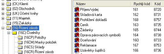 10 Struktura zásob Základní skladová evidence (příjmy, výdeje, převody) (ZO1, *8720) Veškeré pohyby provádíme v aplikaci *8720_Příjem výdej V této aplikaci provádíme evidence všech fyzických pohybů