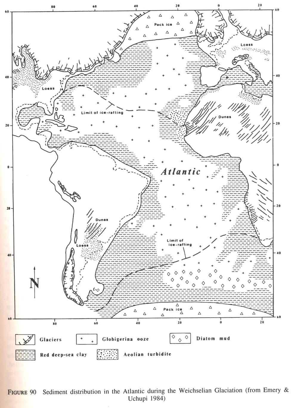 Distribuce sedimentů v Atlantském oceánu