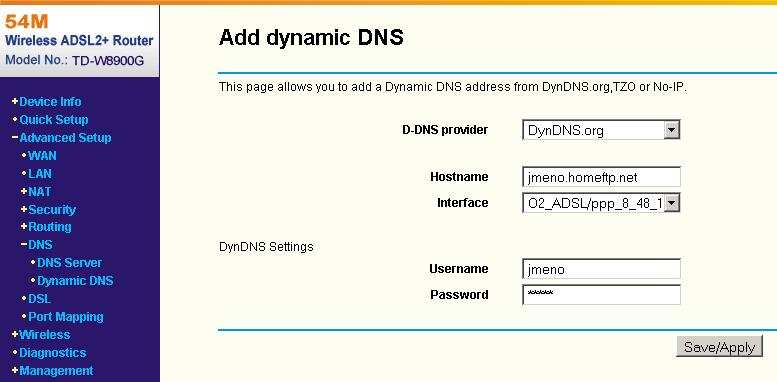 Pokud později DHCP server adresu změní, DynDNS převede Hostname na novou IP