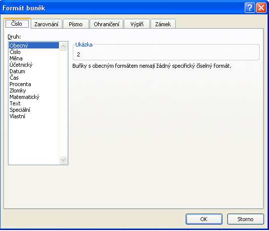 Zkrátka každá buňka může mít nějaký vnitřní formát. Na kartě s názvem Číslo se můžeme na formáty podívat, případně buňce nějaký formát přiřadit.