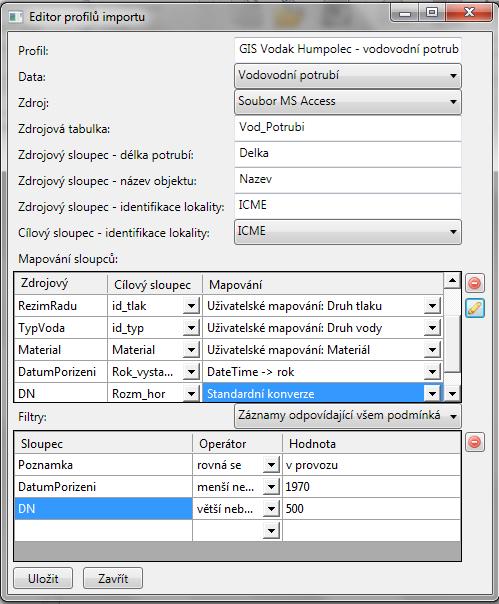 Do ní můžeme poměrně snadnými, i poloautomatickými prostředky doplnit údaje, které jsou potřebné pro zpracování rizikové analýzy opotřebenosti potrubí.