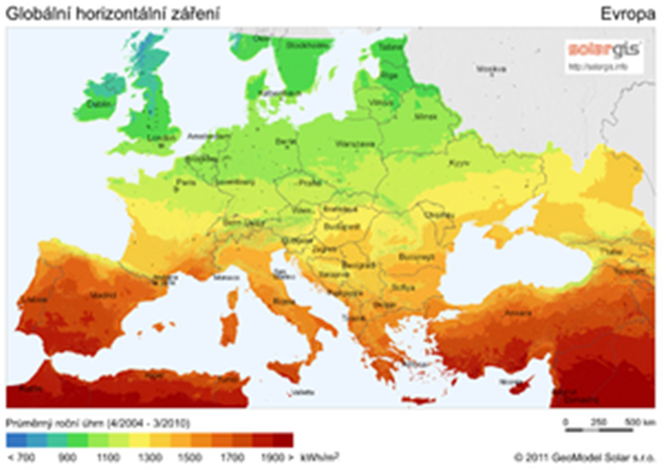 Ve viditelné oblasti je pohlcení jen částečné a závisí na síle vrstvy atmosféry, kterou musí záření projít.