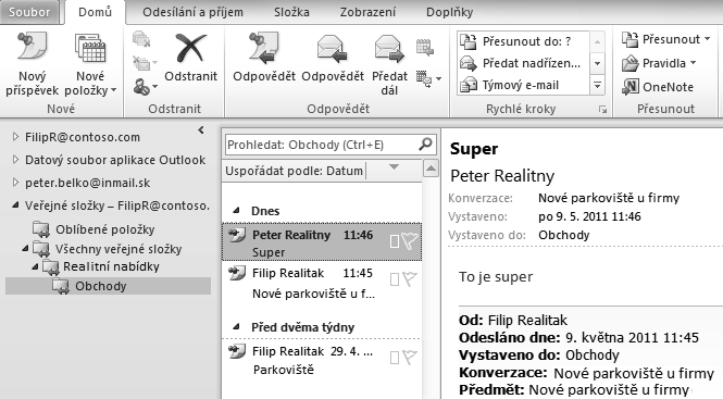 Přístup k poště přes Outlook Web Access 5. Do textu napište oznámení o novém bezplatném parkovišti u firmy a klepněte na tlačítko Vystavit. 6.