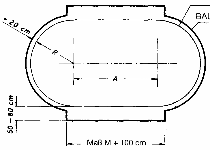 - 2 - Půdorys bazénu Stavební jáma Velikost M + 100 cm Betonová základová deska Stavební jáma Vlastní stavební jáma musí být na čelních stranách minimálně o 15 20 cm větší a na podélných stranách z