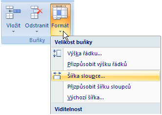 Jak změnit šířku sloupce? Po otevření nového sešitu mají všechny sloupce stejnou šířku. To vždy nevyhovuje, proto si můžete šířku sloupce libovolně změnit.