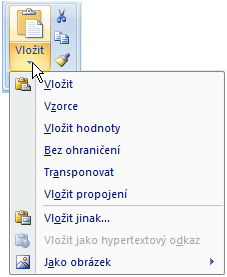 Nebo také můžete jednu buňku kopírovat na více buněk. Jak? Označíte danou buňku a ikonou nebo příkazem Kopírovat pošlete do schránky. Potom označíte oblast buněk a klepnete na ikonu Vložit.