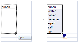 Vytváření řad Při správném použití řad můžete snadno doplňovat data, seznamy položek či chybějící hodnoty nebo vzorce.