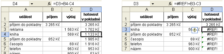 Někdy stačí opravit odkazy v prvním vzorci a ostatní se poté automaticky opraví sami. Proto před odstraňováním buněk je užitečné, nechat si zobrazit následníky buňky, kterou chcete odstranit.