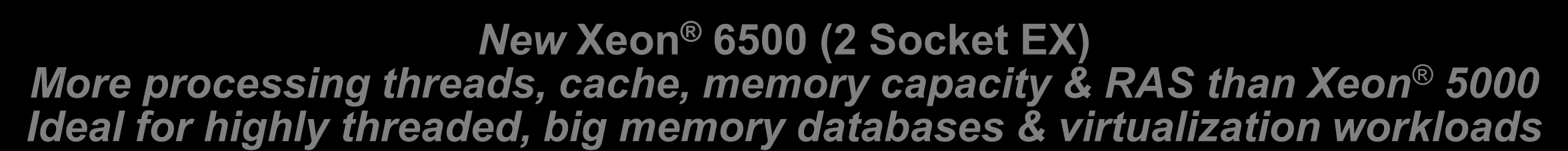 24 Memory DIMM Slots* 18 18 32 128* RAS Basic Basic Advanced Advanced Target Usage High perf 2S High perf 2S Premium 2S 4S & higher New Xeon 6500 (2