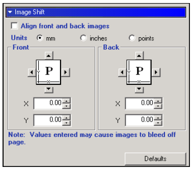 MOŽNOSTI TISKU 26 Image Shift posun obrazu Funkce Image Shift umožňuje určit o kolik má být obraz na každé stránce posunut vzhledem k ose X (horizontála) a Y (vertikála).