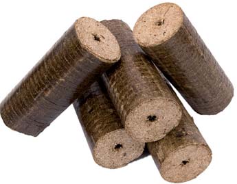 nebo briket. Pelety jsou vyráběny z dřevních nebo zemědělských zbytků silným stlačením.