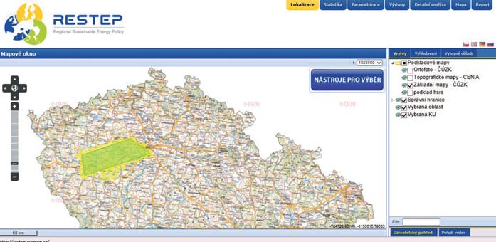 Uživatel může na základě navolených priorit využití území získat konkrétní informace o potenciálu vybraných OZE.