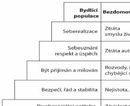 jsou hierarchické, neumožňuje bezdomovství uspokojování potřeb tzv. vyššího řádu, což má pro jedince a jeho osobní i sociální život významné důsledky.