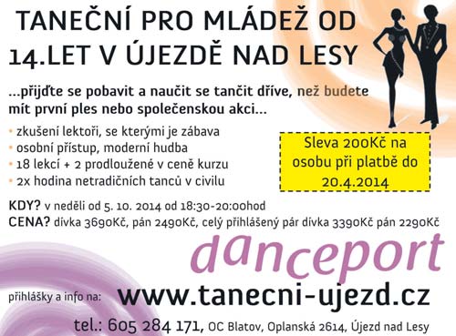 Více info na e-mailu: tanecni-ujezd@seznam. cz nebo na tel.: 605 284 171, Ing. Karolína Venkrbcová ÚVALY 8. 3. 8.30 12 hod.