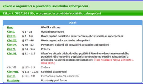 NOVELY ZÁKONŮ 21. 2. - Zákon o organizaci a provádění sociálního zabezpečení novelizován. Zákon č. 582/1991 Sb.