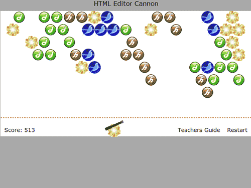 HTML Editor Cannon Hra Cannon je psána pomocí příkazů Javascriptu a standardních příkazů HTML.