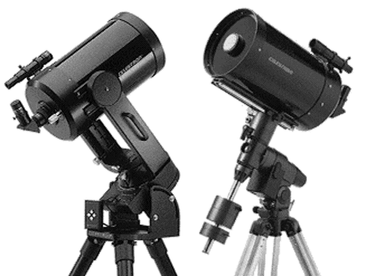 opět závisí na konkrétním provedení. Katadioptrický Schmidt-Cassegrain Celestron 8 na vidlicové montáži. Katadioptrický Schmidt-Cassegrain Celestron 8 na německé montáži.