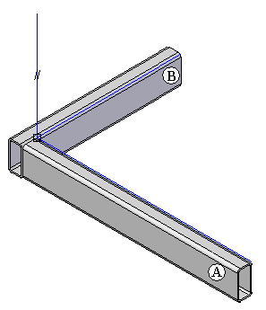 D Cvičení: Automatické umístění rámu Krok 2 Vložte dva zobrazené rámy. Použijte komponentu Frames/DIN/Rectangular Tubing/Rectangular Tubing 40x20x2.par. Použije možnost zakončení rohu butt1.