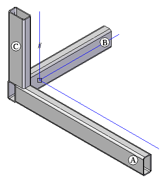 D Cvičení: Automatické umístění rámu Krok 5 Upravte umístění rámů (A) a (B) a pozorujte automatické přemístění rámu (C). Přemístěte řez komponenty (A).