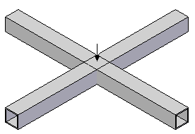 Výsledek při výběru všech čtyř čar je na následujícím obrázku. Vytvoří se sada rámů se dvěma rámy; všimněte si, že tyto dva rámy zabírají v průsečíku stejný prostor.