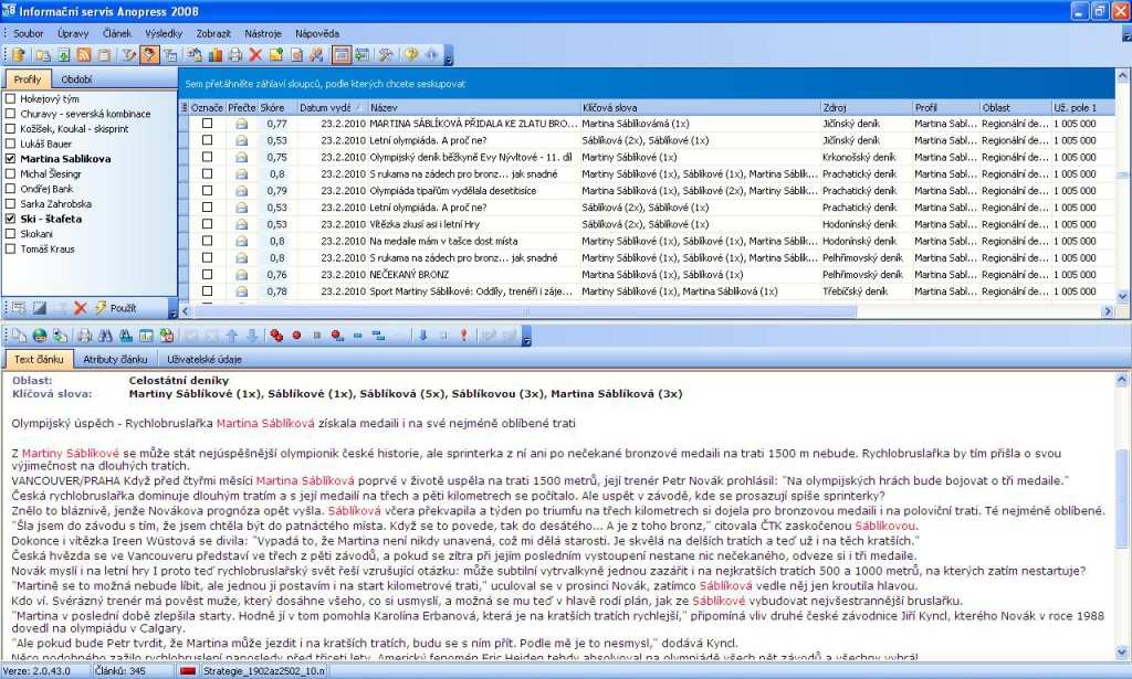 Anopress - ISA 2008 Jednodušší a sofistikovanější práce s monitoringem médií!