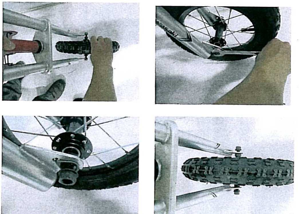 Vyobrazení: Odrážedlo s namontovaným předním kolem Údržba pneumatik Ventilek duše umožňuje, hustit vzduch
