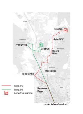 Ř EČ DALŠÍ INFORMA ORMACE 4 ZMĚNY VE VEDENÍ LINEK MĚSTSKÉ SKÉ DOPRAVY V ŘEČK ČKOVICÍCH, MOKRÉ HOŘE, IVANO ANOVICÍCH, JEHNICÍCH A OŘEŠÍNĚ. Od 11.