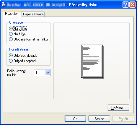 Tisk Funkce ovladače tiskárny BR-Script (emulace jazyka PostScript 3 ) (pouze model SP 1200SF) 1 1 Pro více informací viz text Nápověda v ovladači tiskárny.