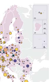 projektech ESPON 2013, ale také analýzu a interpretaci map různých typů regionů v různých geografických úrovních.