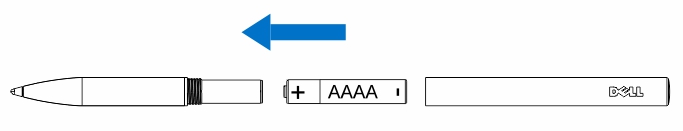 2. Vložte baterii AAA (kladným pólem ke špičce pera). POZNÁMKA: Při likvidaci použité baterie postupujte podle místních a oblastních vyhlášek a předpisů. 3.