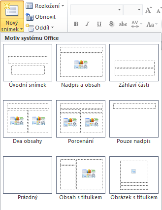 bílý podklad bez formátování a pak následně volit styly ty se nám budou automaticky aplikovat na naše snímky, dokud jeden nezvolíme. Tzv. návrhy prezentací můžeme také stáhnout z oficiálního webu www.