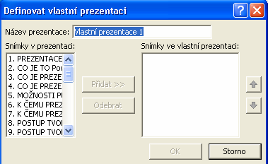 PŘECHOD SNÍMKU: na pravém okraji obrazovky zobrazí podokno úloh PŘECHOD SNÍMKU.