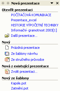 TVORBA A ÚPRAVA PREZENTACÍ Všechny činnosti uvedené v této kapitole jsou podrobně popsány a ilustrovány v kapitole Funkce programu MS PowerPoint. 1.