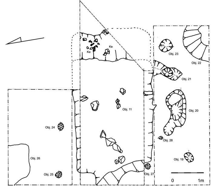 Archeologické rozhledy LXII 2010 281 Obr. 21. Ledčice. Situace v sondách VIII/06 X/06 po dokončení výzkumu. Fig. 21. Ledčice. Situations in trenches VIII/06 X/06 after the completion of excavations.