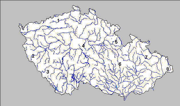 REGIONÁLNÍ GEOGRAFIE ČESKÉ REPUBLIKY 13 2. Do mapy dokreslete následující vodní toky: Labe, Vltavu, Ohři, Moravu, Dyji a Odru. Co označují silné čáry? Vybarvi Baltské úmoří. (Taibr, 2003) 3.