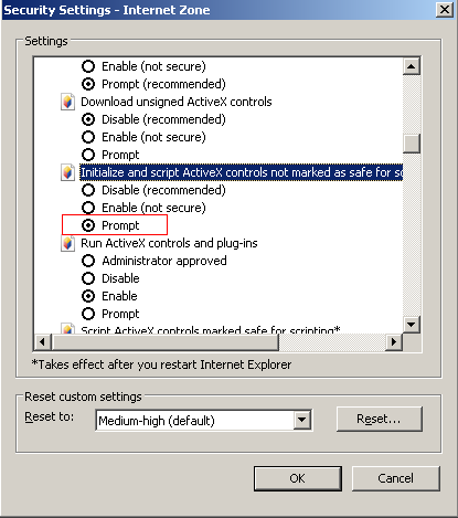 Kontrola povolení ActiveX komponent Pro korektní funkci všech modulů CS OTE je nutné