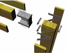 Detail hybridních dřevo-ocelových fasádních prvků V rámci grantového projektu Dřevěné vícepodlažní budovy řešitel V.