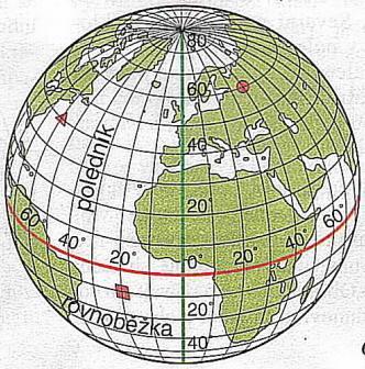 Pracovní list č. 7 Souřadnicová síť, práce se školním atlasem 1) Díky souřadnicové síti poledníků a rovnoběžek můžeme přesně určit polohu jakéhokoli bodu na zemském povrchu.