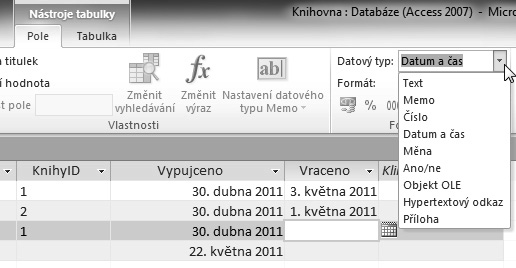 Práce s datovými typy 75 116 Nastavení výchozí hodnoty Výchozí hodnota je údaj, který je automaticky doplněn při vložení nového záznamu do tabulky.